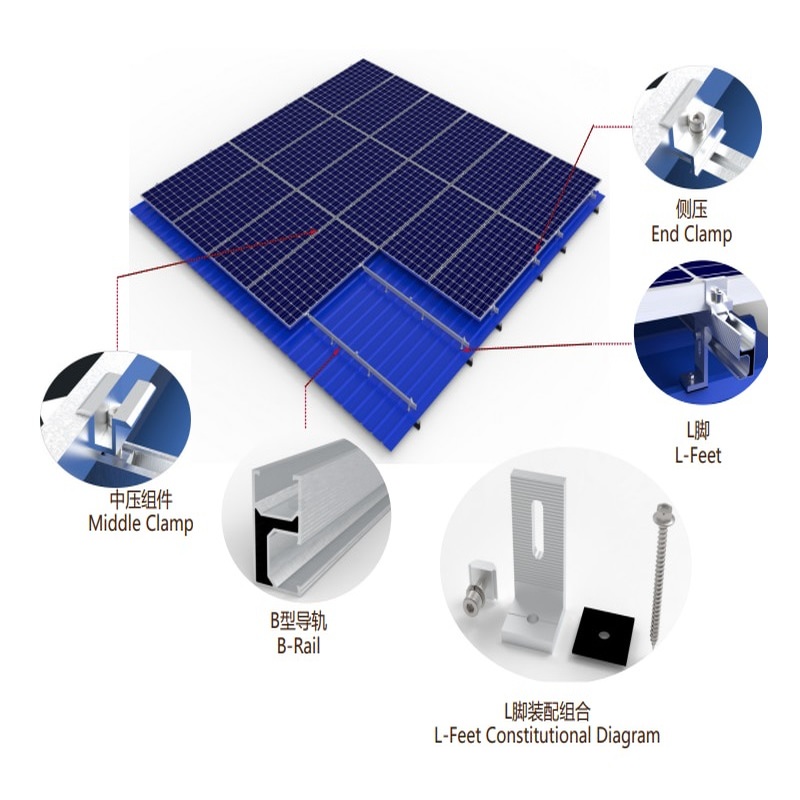제조업체 태양광 알루미늄 마운트 주석 지붕 패널 지원 키트 L 피트 태양광 PV 장착 시스템 설치