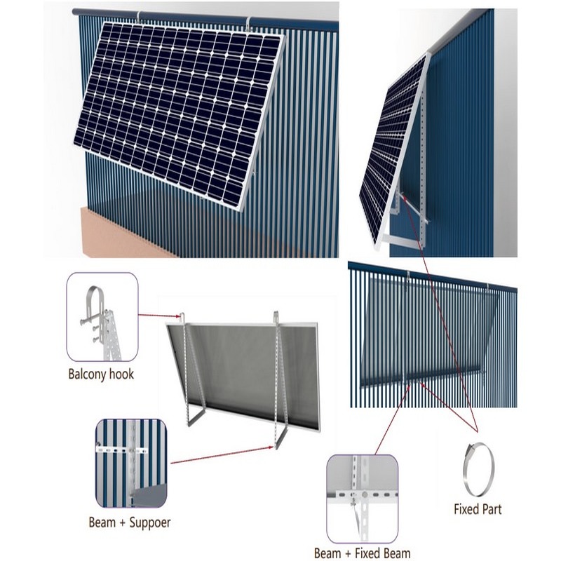 쉬운 태양열 키트 범용 태양 전지 패널 발코니 장착 브래킷 발코니 용 태양 광 모듈 홀더
